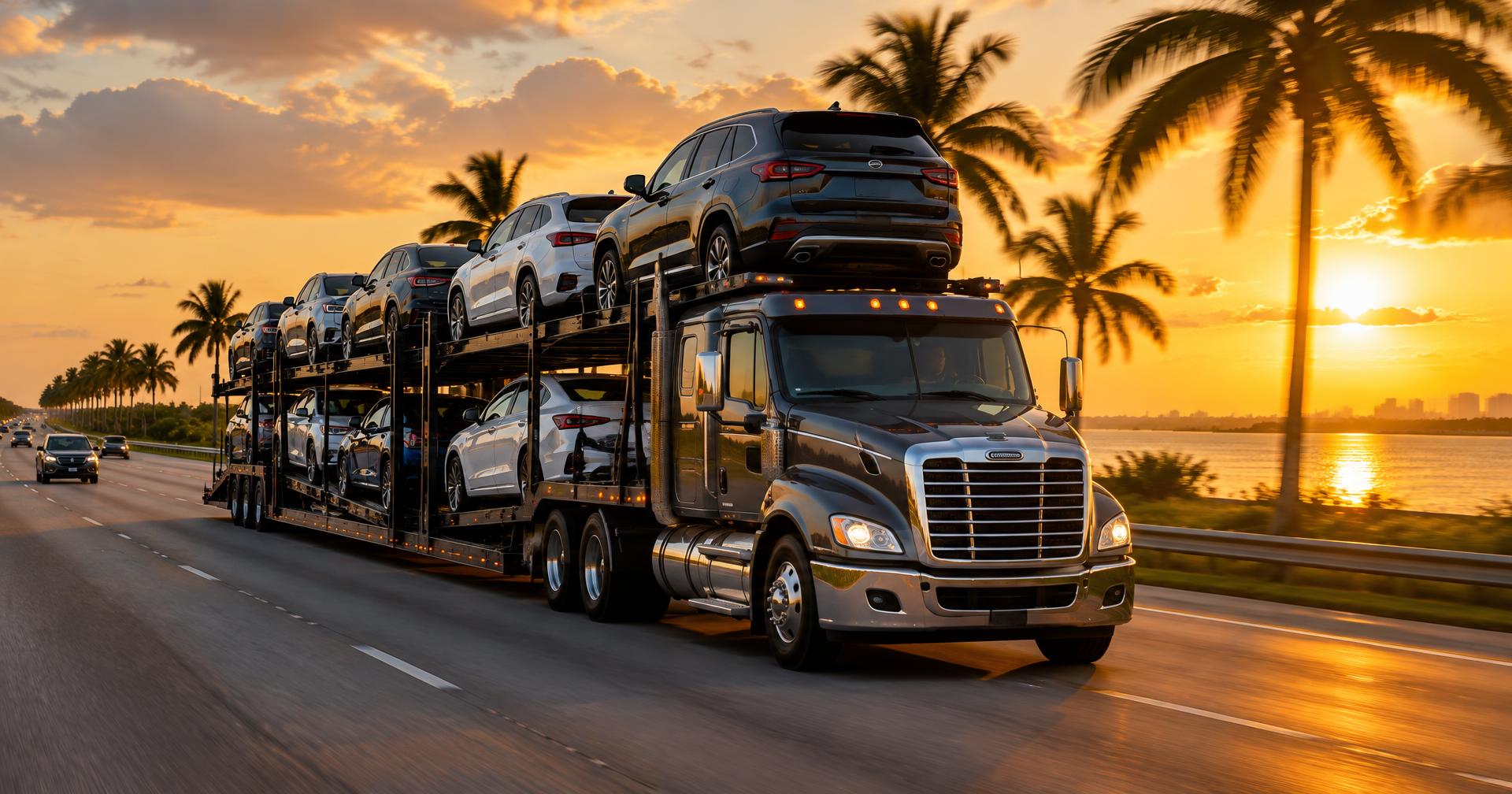 Car carrier truck on a Florida highway