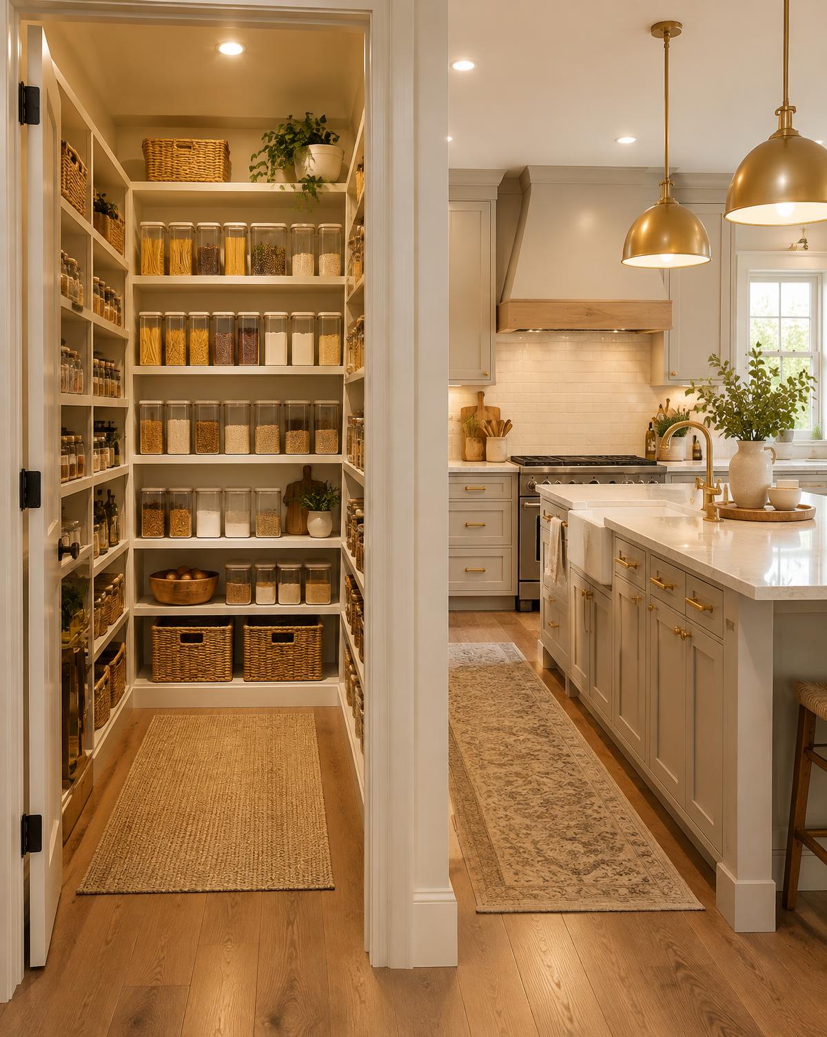 Beautifully organized pantry and kitchen