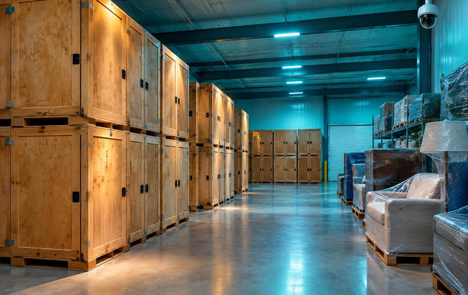 Secure storage warehouse with wooden vaults